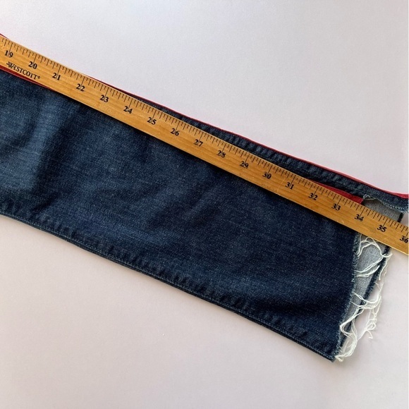 MOTHER Insider Crop Step Fray in Speed Racer‎ Red Stripe Raw Hem Jeans 24 - Picture 15 of 17